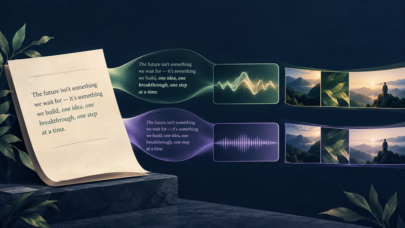 Editorial illustration comparing AI voice generation quality and voiceover production workflows.