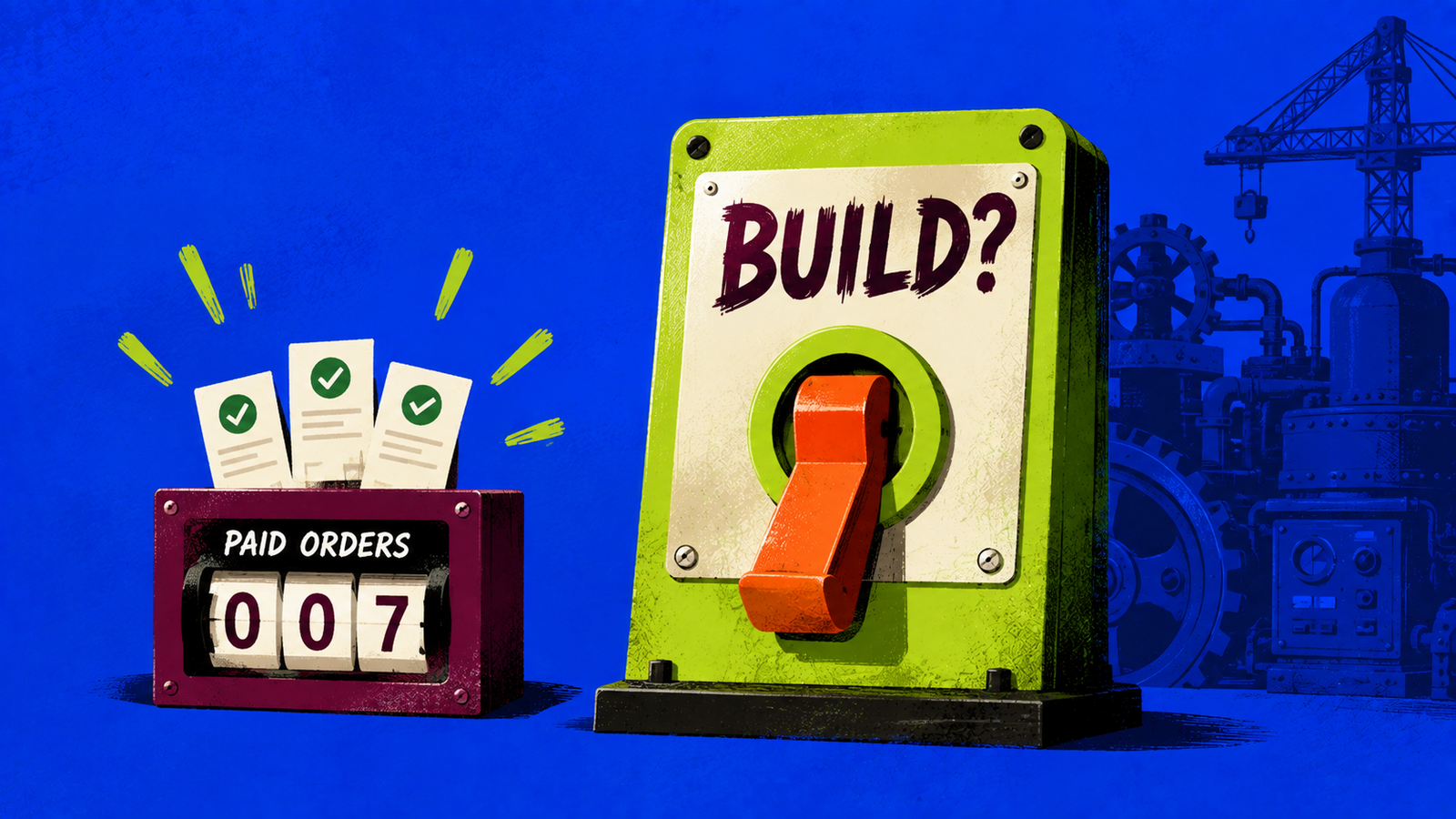 Customer demand being proven before a startup commits resources to building the full product.