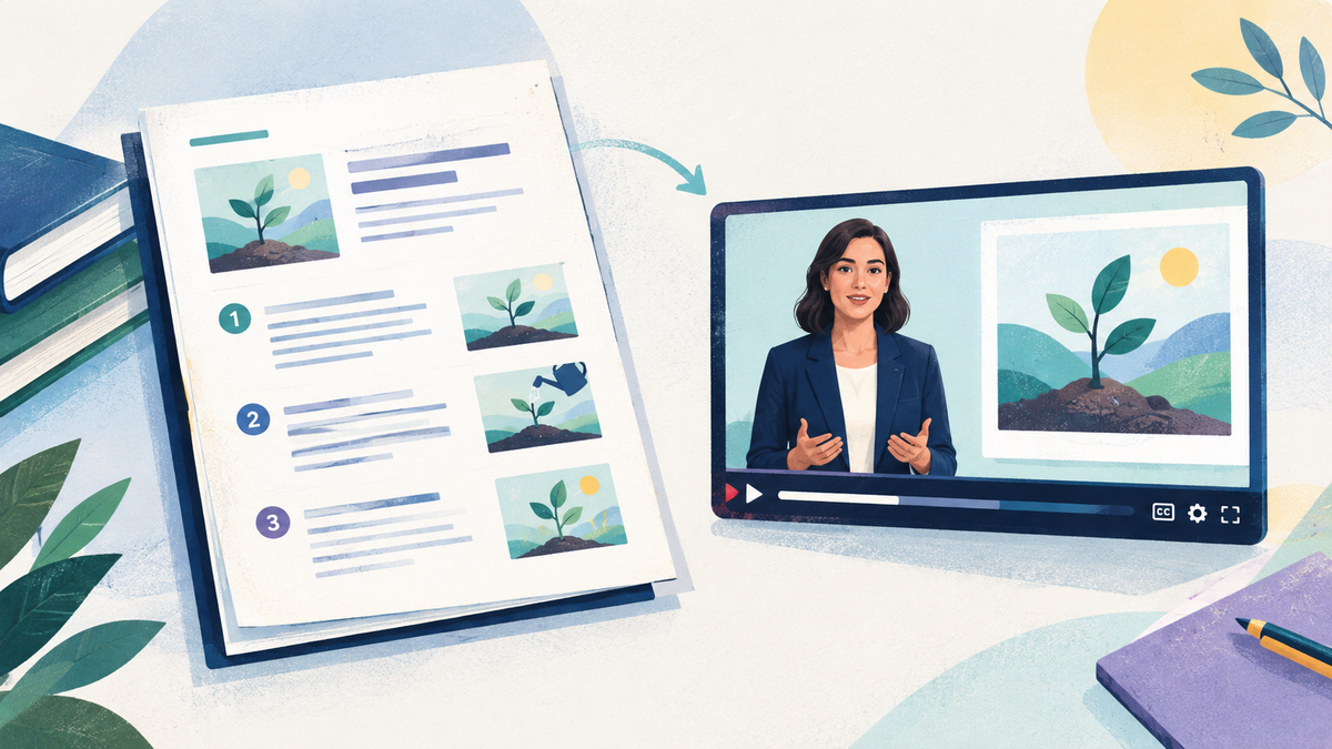 AI avatar training video with an updateable training lesson for workplace instruction
