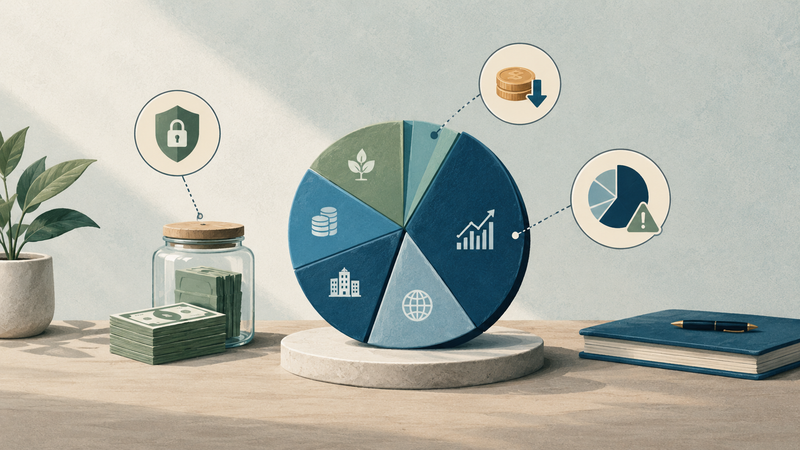 Illustration of common investing mistakes, including inadequate cash reserves, investment fees and excessive stock concentration.