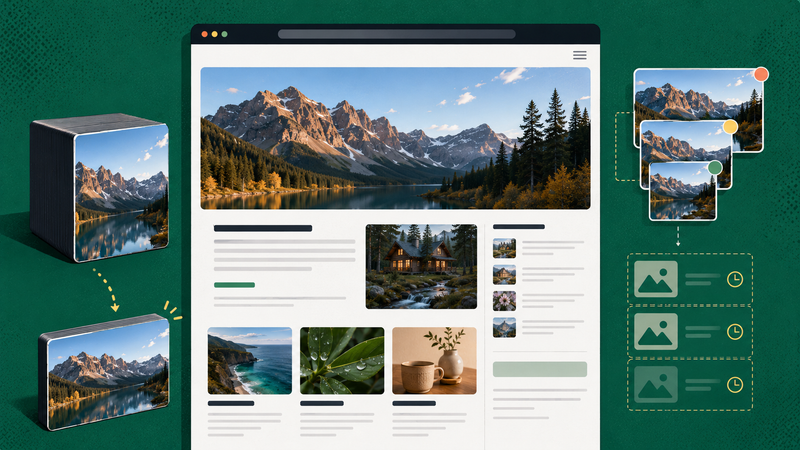 Image-rich website using optimized image sizes, responsive variants and efficient loading to maintain sharp visual quality while improving page performance.